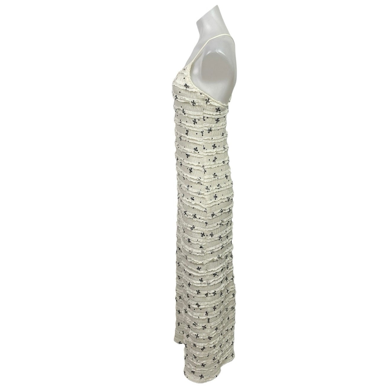 Mure + Grand Charming Bow Ruffle Sleeveless V Neck Maxi Cami Tank Sheath Top M — image 2 of 5